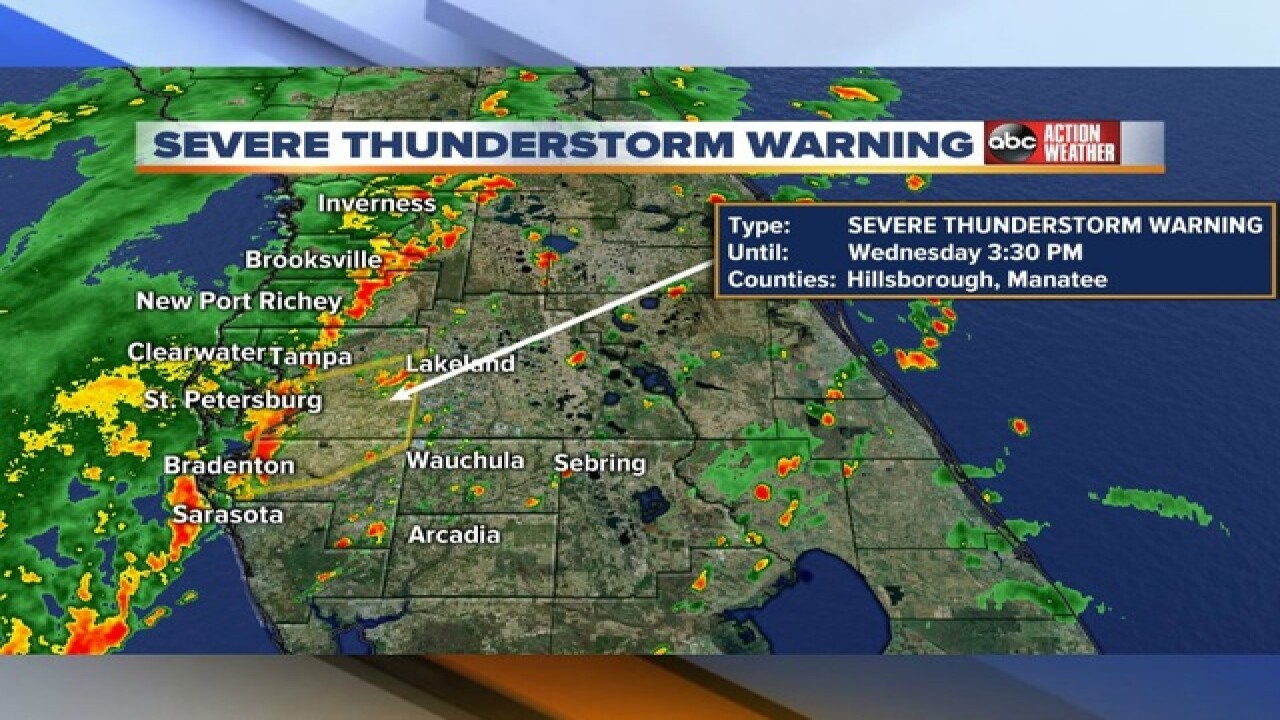 Severe weather impacts Tampa Bay area Wednesday